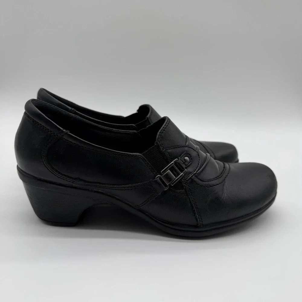 Earth Origins Women's Roxanne Slip-On Comfort Buckle Black Leather Size 8